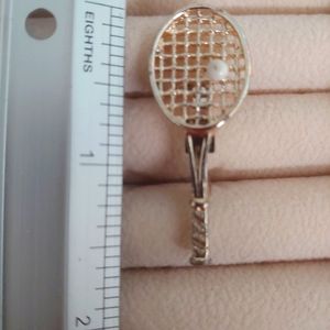 Vintage Gold Tone Tennis Brooch